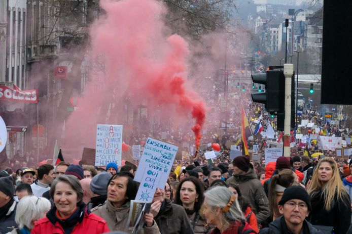 Archiefbeeld van de vorige betoging op zondag 23 januari.