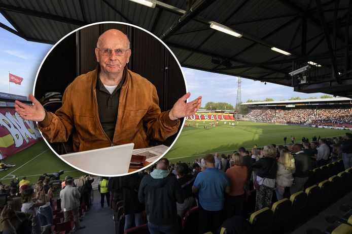 Eindelijk weer supporters in de Adelaarshorst tijdens de eerste eredivisiewedstrijd dit seizoen van Go Ahead Eagles. Ton Klunder (79) was er niet bij, nadat hij bij de poort werd geweigerd vanwege een foute QR-code.