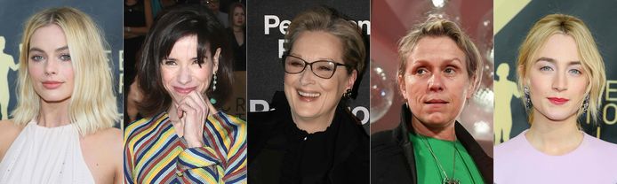 Margot Robbie, Sally Hawkins, Meryl Streep, Frances McDormand en Saoirse Ronan.