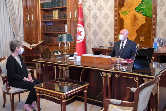Najla Bouden et le président tunisien, Kais Saied