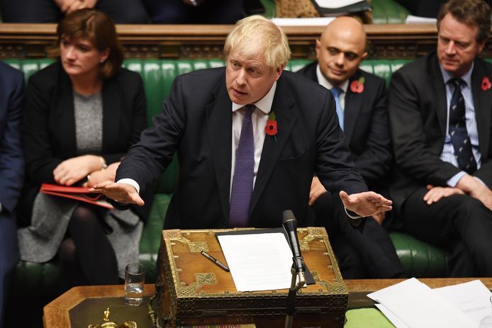 Premier Boris Johnson in het Britse Lagerhuis.