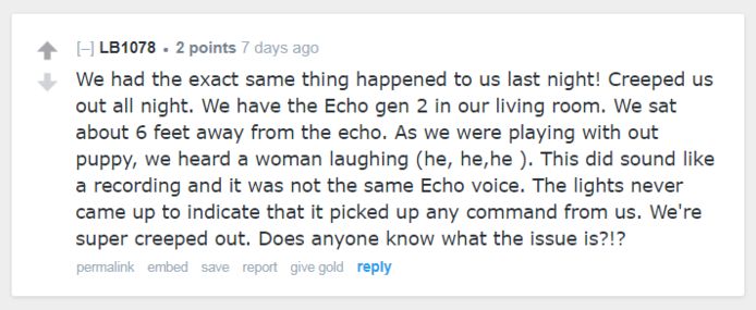 "We hoorden een vrouw lachen," beschrijft een Reddit-gebruiker.