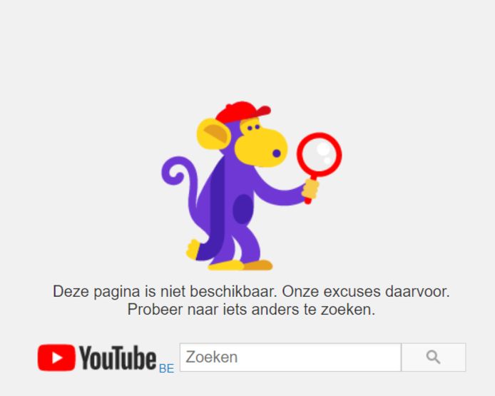 Wie het kanaal nu bezoekt krijgt een foutmelding.