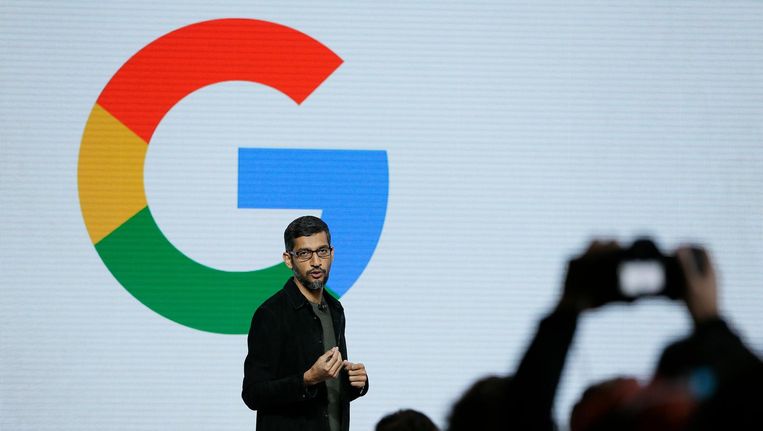 Google CEO Sundar Pichai spreekt tijdens een productpresentatie eerder deze maand. Beeld epa