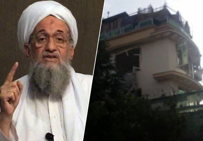 Ayman Al-Zawahiri. Rechts het huis waar hij zich schuilhield.