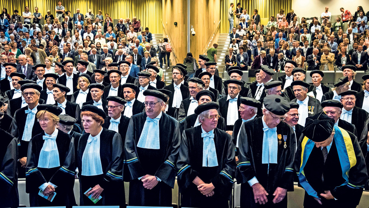 Hoogleraren bij de opening van het academisch jaar aan de Universiteit van Wageningen.  Beeld ANP