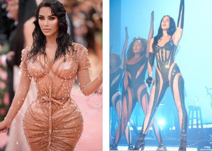 Links: Kim Kardashian. Rechts: Dua Lipa.