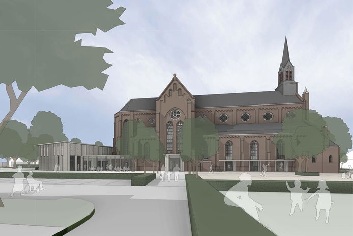 Een artist impression van de Bernarduskerk, het nieuwe sociaal culturele dorpshart van Made.