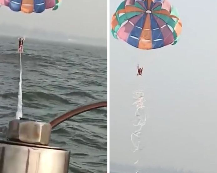 Un accident de parachute ascensionnel s'est produit après la rupture de la corde de soutien dans le Maharashtra, dans l'ouest de l'Inde, le 27 novembre.