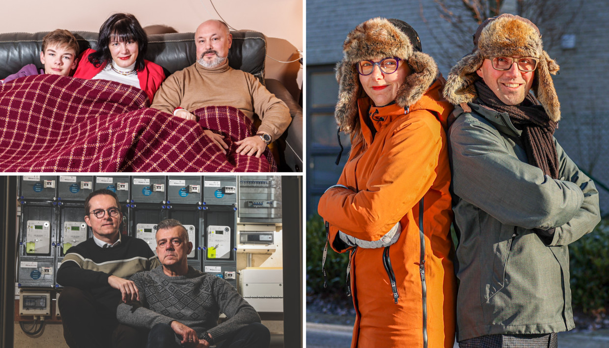  Vlaamse gezinnen tonen hoe ze zich wapenen tegen een tegenvallende energiefactuur. Beeld Photonews, Vincent Duterne, Pieter-Jan Vanstockstraeten.