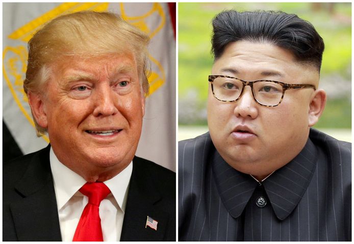 De Amerikaanse president Donald Trump (l.) en zijn Noord-Koreaanse evenknie Kim Jong-un.