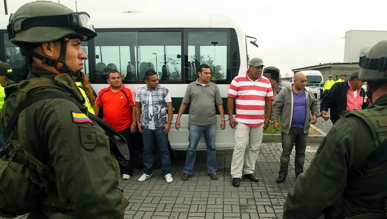 De Colombiaanse politie arresteerde gisteren 12 mensen. De gezamenlijke operatie met de VS resulteerde in 20 arrestanten en de vondst van 200 miljoen dollar aan cocaïne. © epa Beeld epa