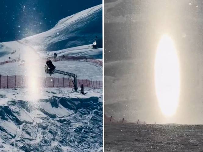 Als uit een film: mysterieus 'lichtportaal' verschijnt in skigebied