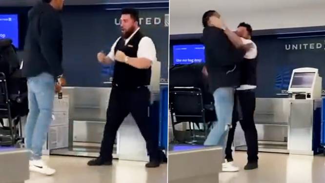 “Hij wil nog meer!” Onthutsende beelden van gevecht tussen footballspeler en luchthavenmedewerker in VS