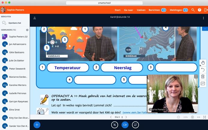 Met Smartschool Live kan je als leerkracht eenvoudig je scherm delen met je leerlingen en je webcam in- of uitschakelen.