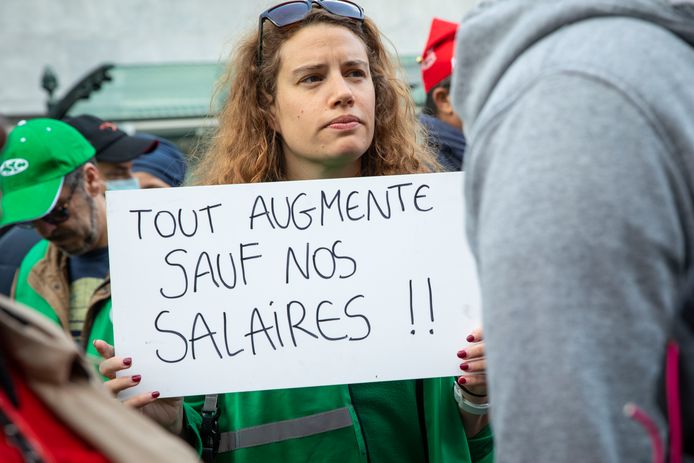 Manifestation contre la loi sur la norme salariale à Bruxelles en avril dernier.