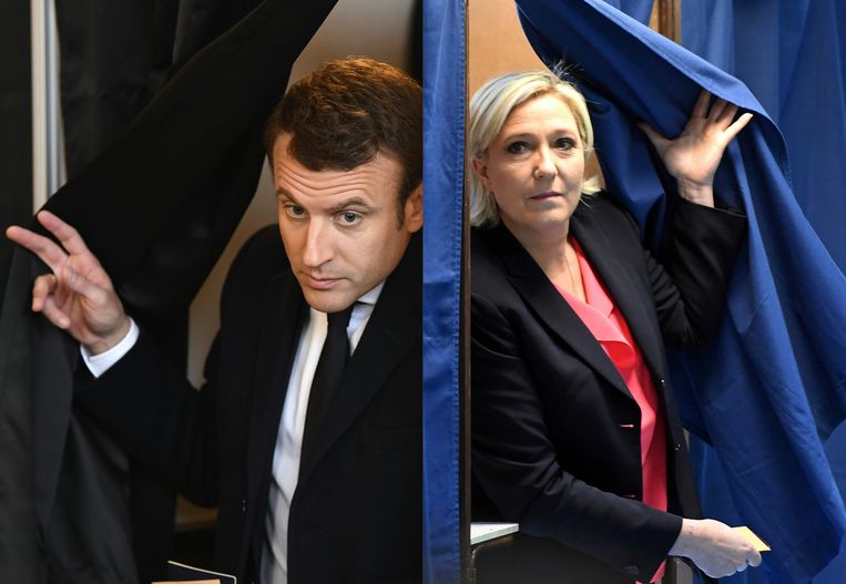 Een veelgehoorde hypothese over MacronLeaks: Moskou wou bondgenoot Marine Le Pen in extremis voor een nederlaag behoeden. Beeld AFP