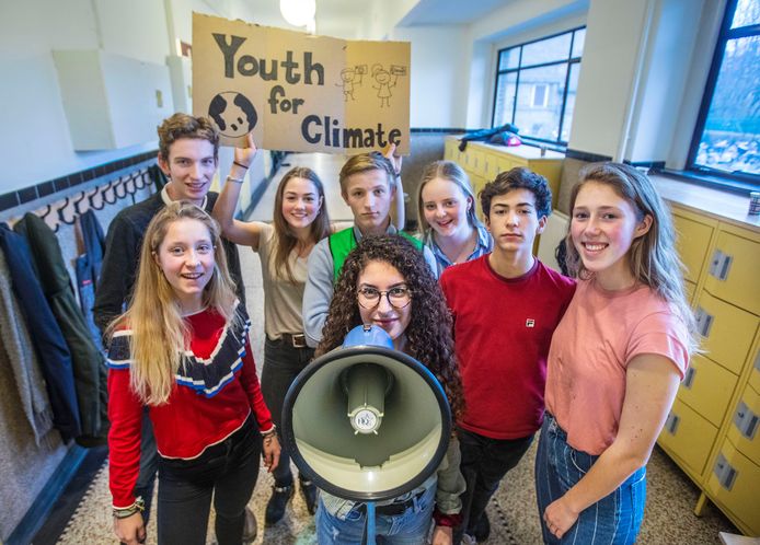 Scholieren van het Dalton die gaan staken voor het klimaat