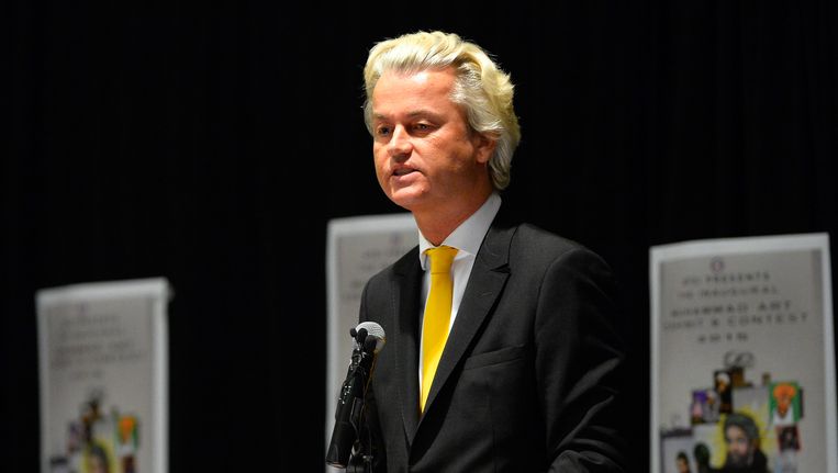 Geert Wilders was de hoofdspreker op de bijeenkomst. Hij had het gebouw vlak voor de schietpartij verlaten. Beeld EPA