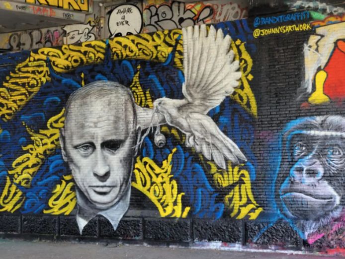 Wie de graffitizone in het Antwerpse Park Spoor Noord passeert, kijkt allicht even op. Tegen de muur prijkt sinds kort een eenogige Russische president Vladimir Poetin.