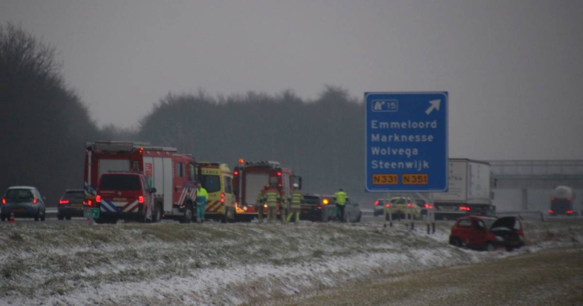 Vrachtwagenchauffeur aangehouden voor ongeval A6 bij Emmeloord.