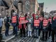Protest tegen de afbouw van de dienstverlening bij de banken, ook in Moorsele.