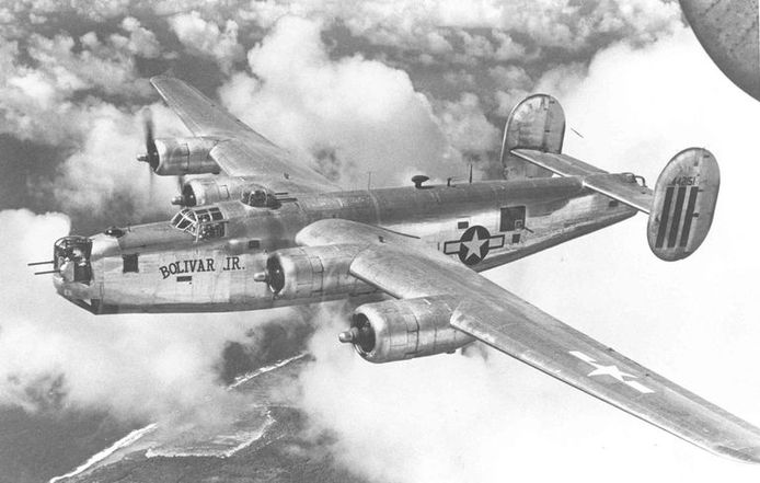 De B-24 bommenwerper van de Amerikaanse luchtmacht.