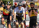 De smaakmaker van Jumbo-Visma: Wout van Aert, Jonas Vingegaard en Sepp Kuss (vlnr).