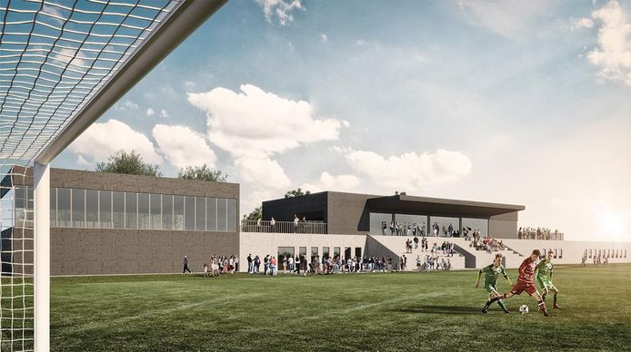 Een blik op het nieuwe voetbalstadion van KVV Zelzate.