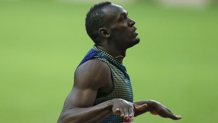 Usain Bolt na zijn overtuigende zege. Beeld epa