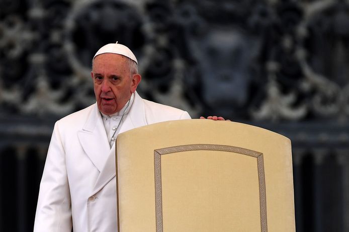 Pope Franciscus, gisteren in Vaticaanstad.