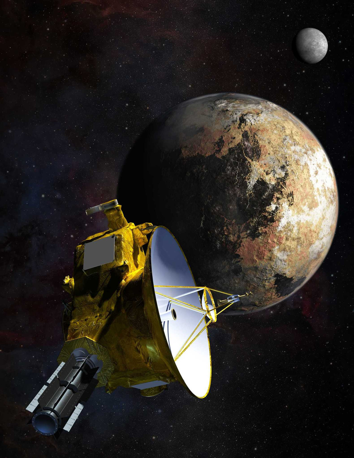 Pluto heeft een diameter van 2.370 kilometer en is daarmee iets groter dan werd aangenomen. Beeld anp