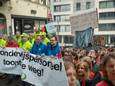 Protest van onderwijzers in Antwerpen. Protestmars van leraren.