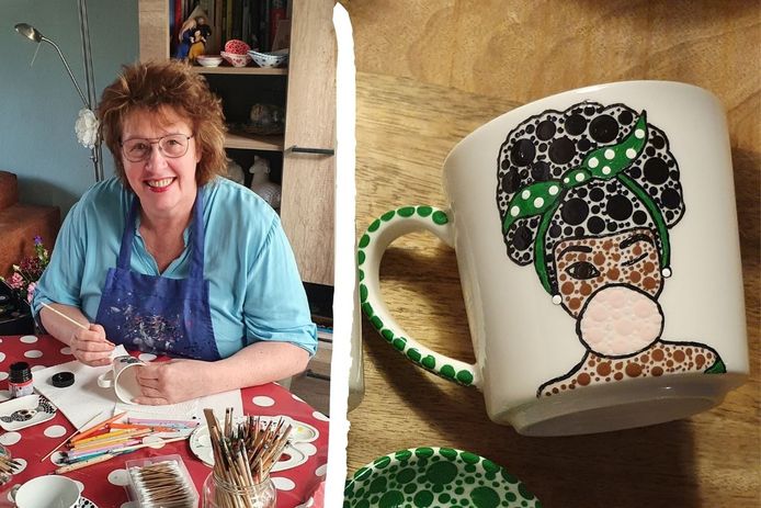 Annet Lipman maakt met Dots Around gestipte vrouwenhoofden.