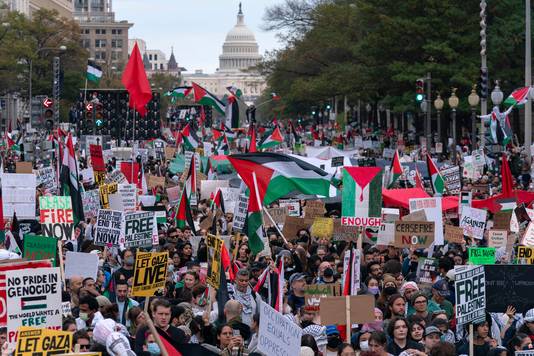 Een pro-Palestina-demonstratie in Washington D.C. op zondag 4 november. 