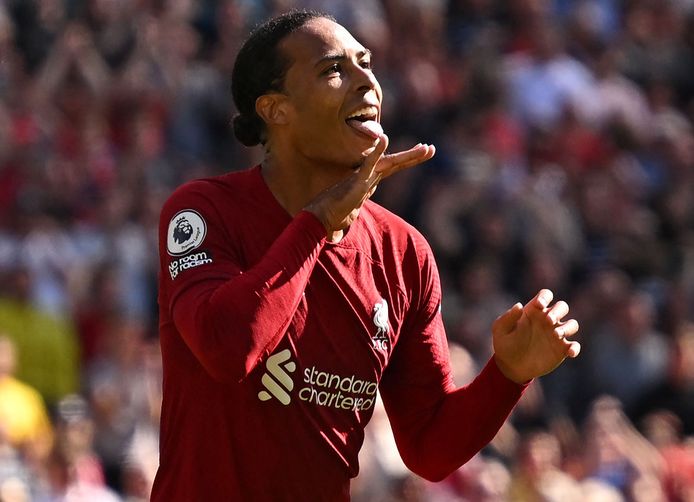 Virgil van Dijk na zijn goal tegen Bournemouth.