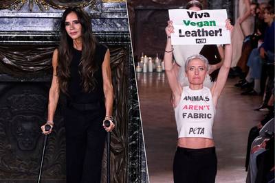 KIJK. Gebroken voet en onverwacht protest, maar Victoria Beckham laat zich niet uit het lood slaan op Paris Fashion Week