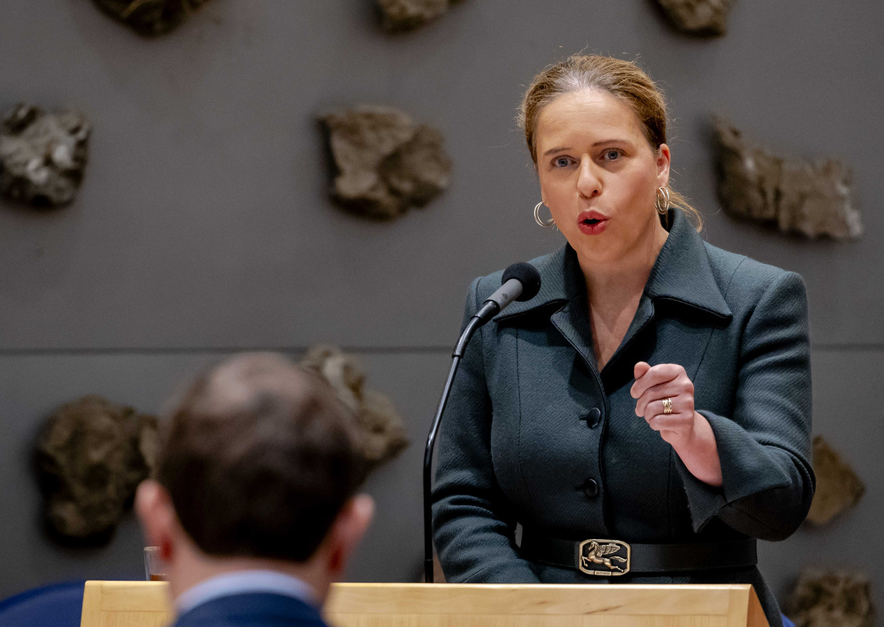 Minister Carola Schouten van Armoedebeleid, Participatie en Pensioenen (ChristenUnie) beantwoordt vragen van Kamerleden over de nieuwe pensioenwet in de Tweede Kamer.