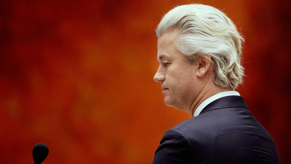 Geert Wilders tijdens de Algemene Politieke Beschouwingen. Beeld anp