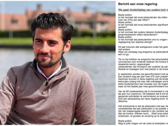 Horecaondernemer Hannes dreigt tot 30 jobstudenten kwijt te raken omdat ze maar 475 uur mogen werken, ACV meldt dat ouders geen kindergeld verliezen