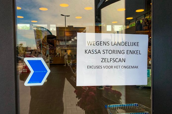 Bij de AH XL aan de Limburglaan in Eindhoven werkte dinsdagochtend alleen de zelfscan.