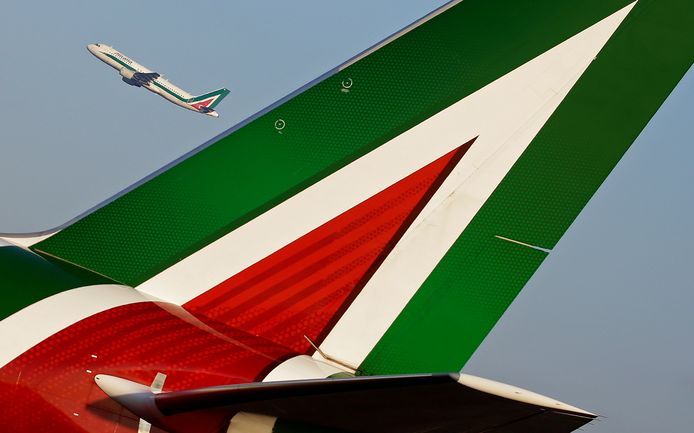 Een vliegtuig van Alitalia op Fiumicino International Airport in Rome.