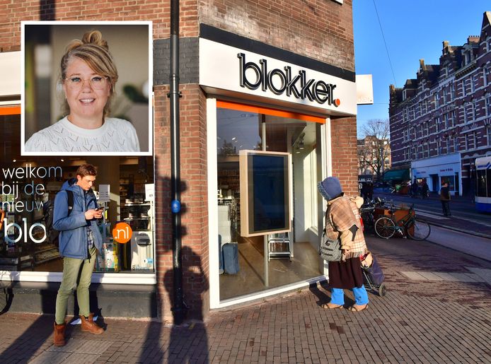 Een filiaal van Blokker aan de Bilderdijkstraat in Amsterdam. Inzet: topvrouw Pauline Boerman.