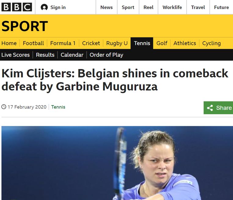 BBC over Clijsters. Beeld BBC