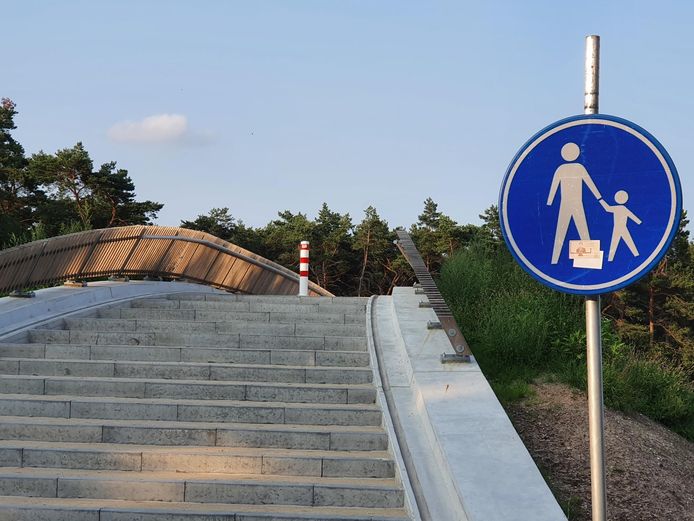 Het voetgangersviaduct in Riethoven is niet bedoeld voor fietsers, zo benadrukt de provincie.