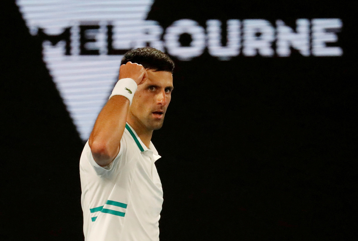 Novak Djokovic op de Australian Open dit jaar. Zijn vaccinatiestatus is onduidelijk. Beeld REUTERS