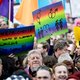 Homo's houden protest tegen Poetin in Amsterdam