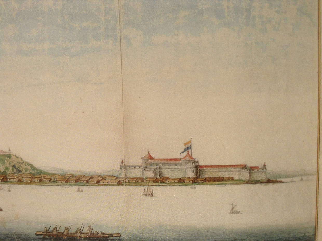 Afbeelding van Fort Elmina van Vingboons, ca 1665 (fragment) (Rijksarchief) Beeld wb