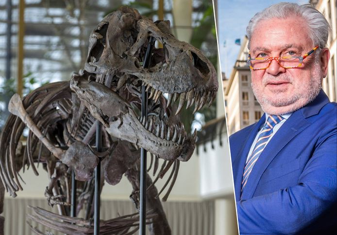 Ondernemer Fernand Huts heeft het reusachtige T.Rex-skelet gekocht voor 5,6 miljoen euro.