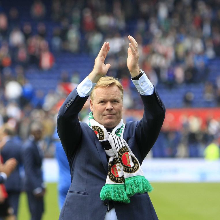 Ronald Koeman tijdens zijn afscheid van Feyenoord in 2014 Beeld epa